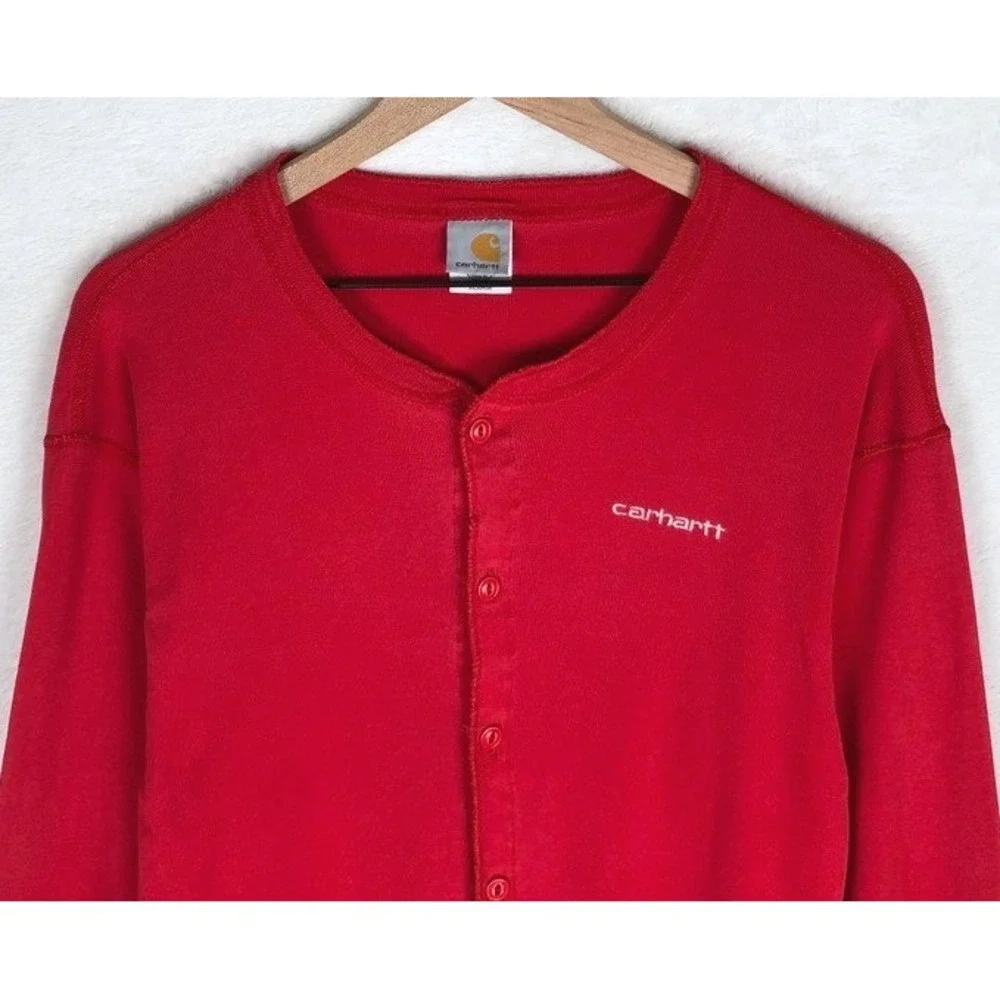 VTG CARHARTT K12 Cotton‎ Union Suit Men's XL Red Long Sleeve One Piece Thermal
